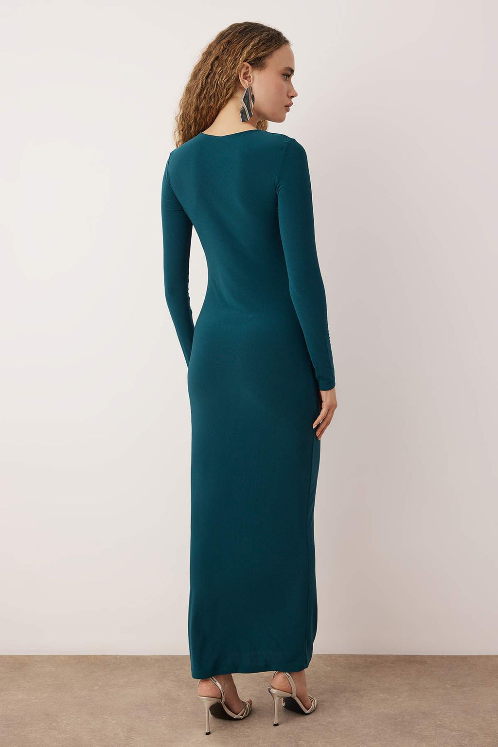 TRENDYOLMILLA K?rm?z? Cut Out/Pencere Detayl? Orme S?k Abiye Elbise TPRAW25EL00022  фото 13