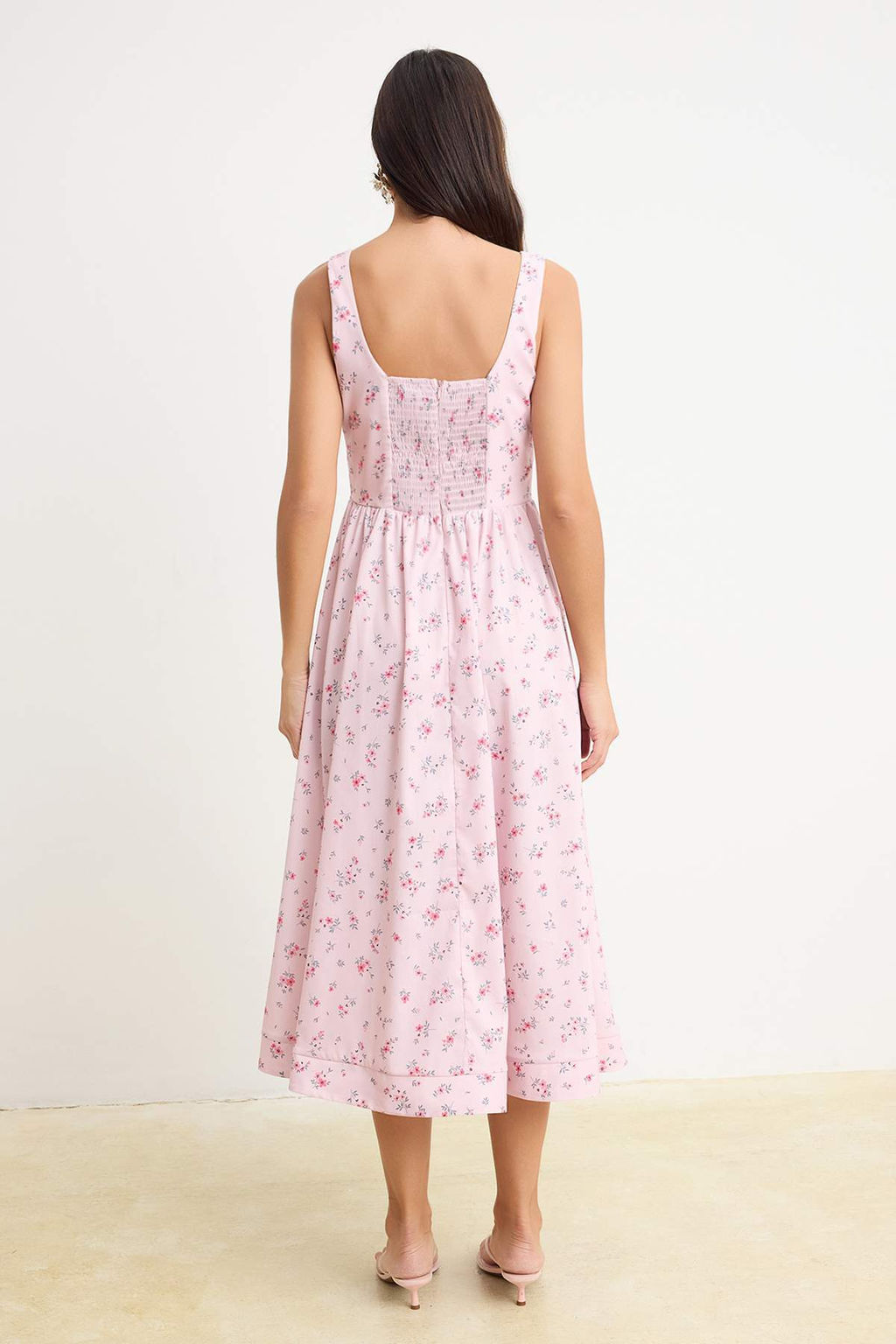 Pembe-Cok Renkli Midi Dokuma Elbise TWOSS26EL00658 - Trendyolmilla фото 4
