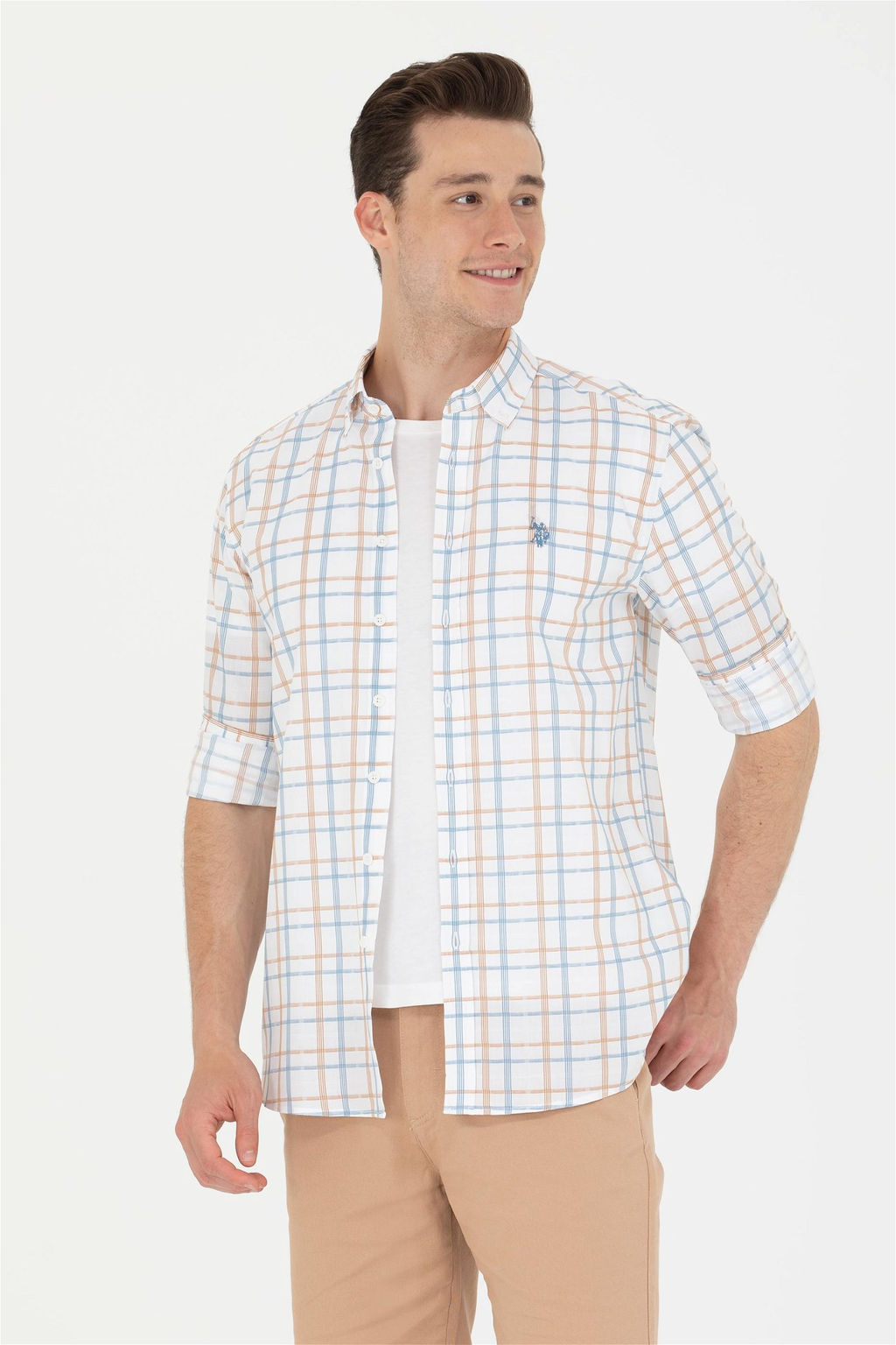 U. S. Polo Assn Мужская рубашка в клетку цвета экрю - U.s. polo assn фото 10