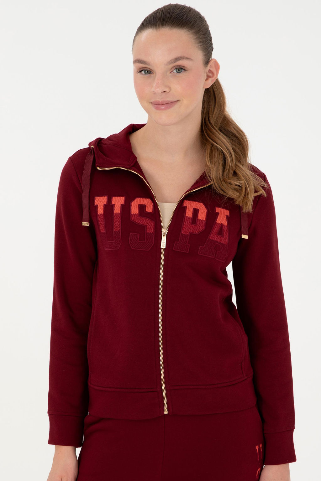 Женский бордово-красный базовый свитшот Неожиданная скидка в корзине - U.s. polo assn фото 10