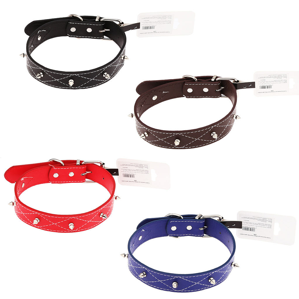 Пэт тойс (Pet toys) Ошейник для собаки Шипы 3х56см, металлическая застежка, под кожу, металл декор, на картоне, цвета в ассортименте: красный, синий, черный, темно-коричневый (Китай)  фото 3