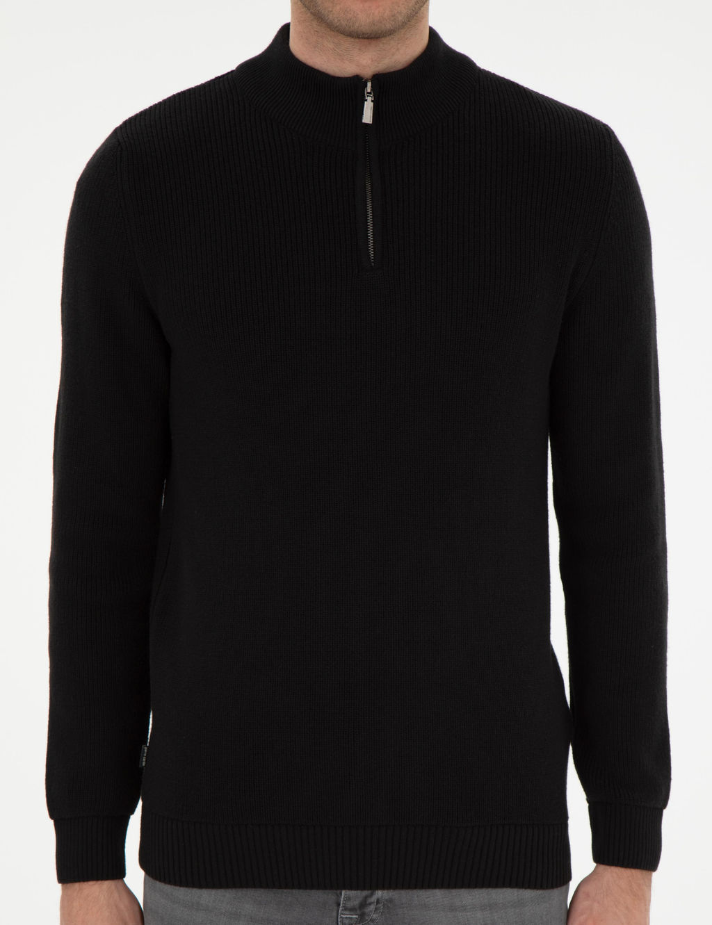 Siyah Slim Fit Fermuarl_ Dik Yaka Kazak - Pierre cardin фото 6