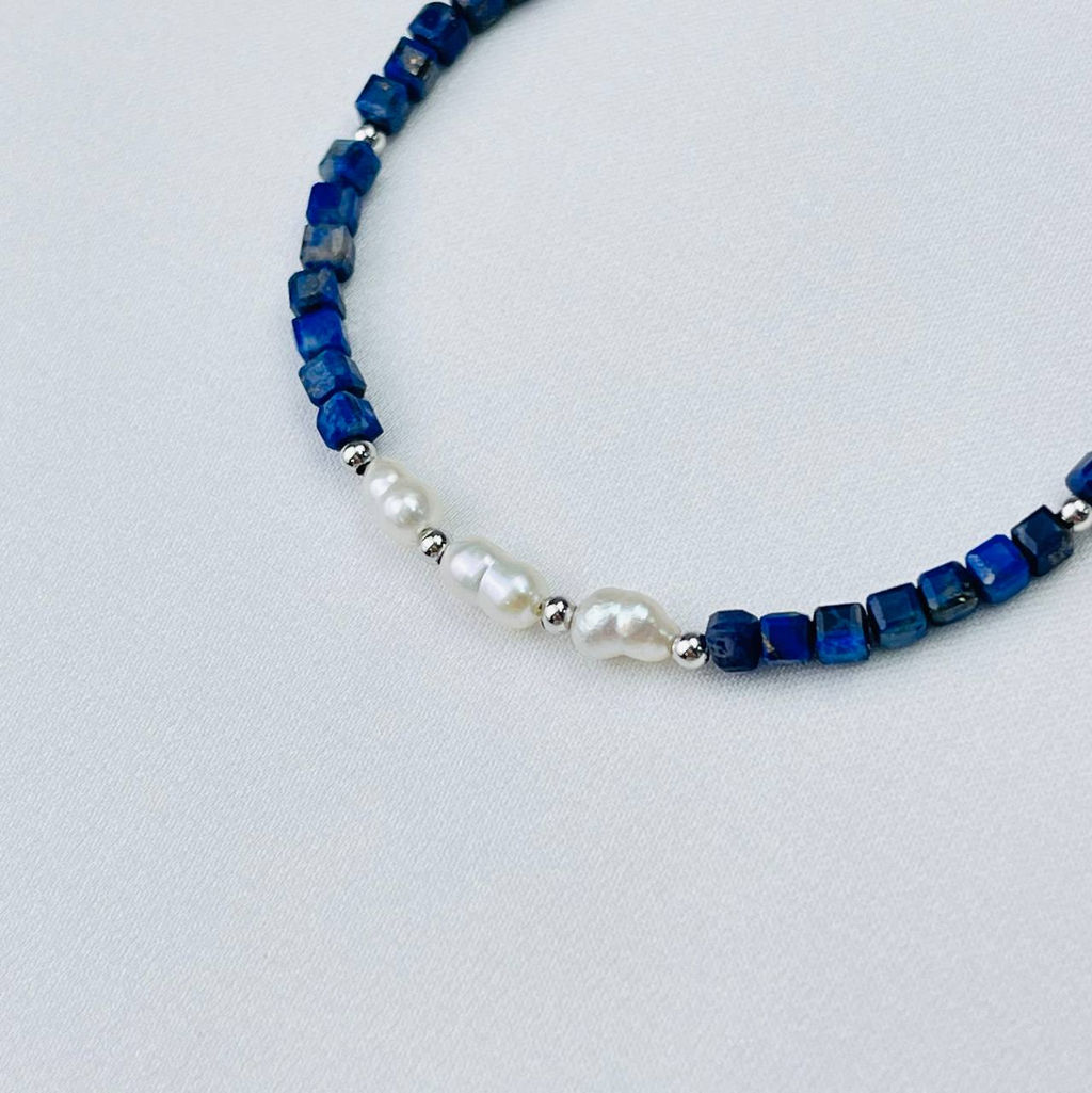 Браслет из Лазурита и Жемчуга 16,5 см + - Радуга самоцветов фото 3