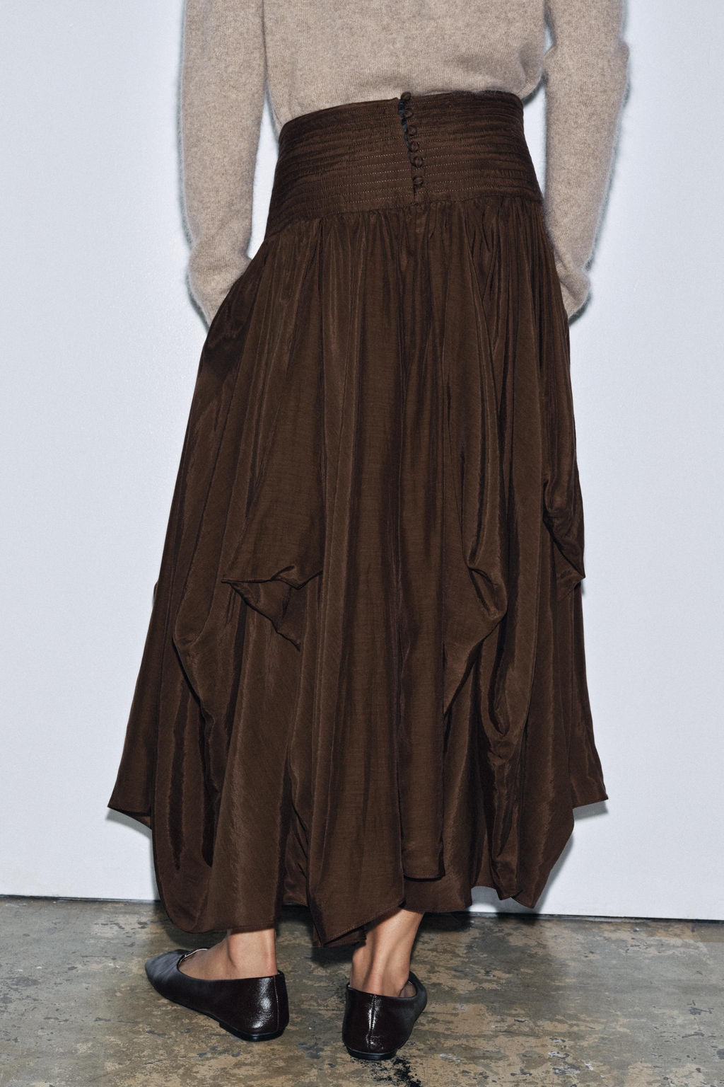 ZW COLLECTION VOLUMINOUS MIDI SKIRT - Zara фото 3