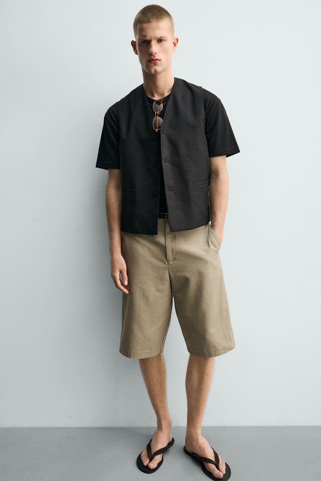 BERMUDA RELAXED FIT ALGOD?N - LINO / tostado