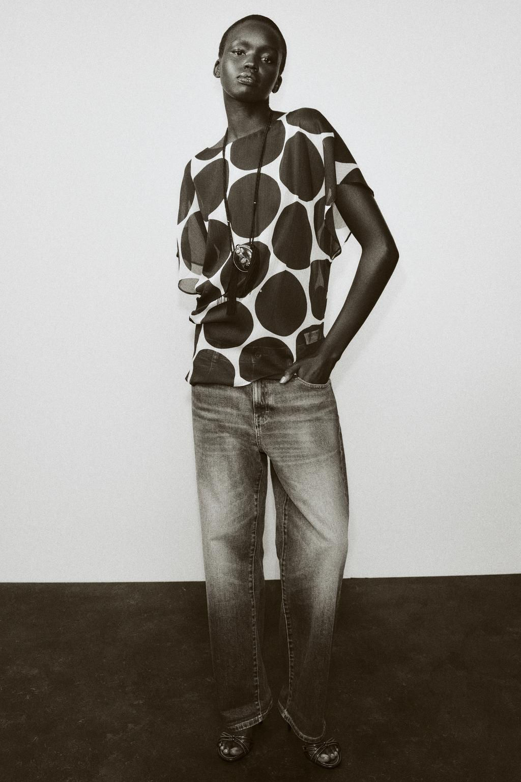 SHEER POLKA DOT TOP - Zara фото 7