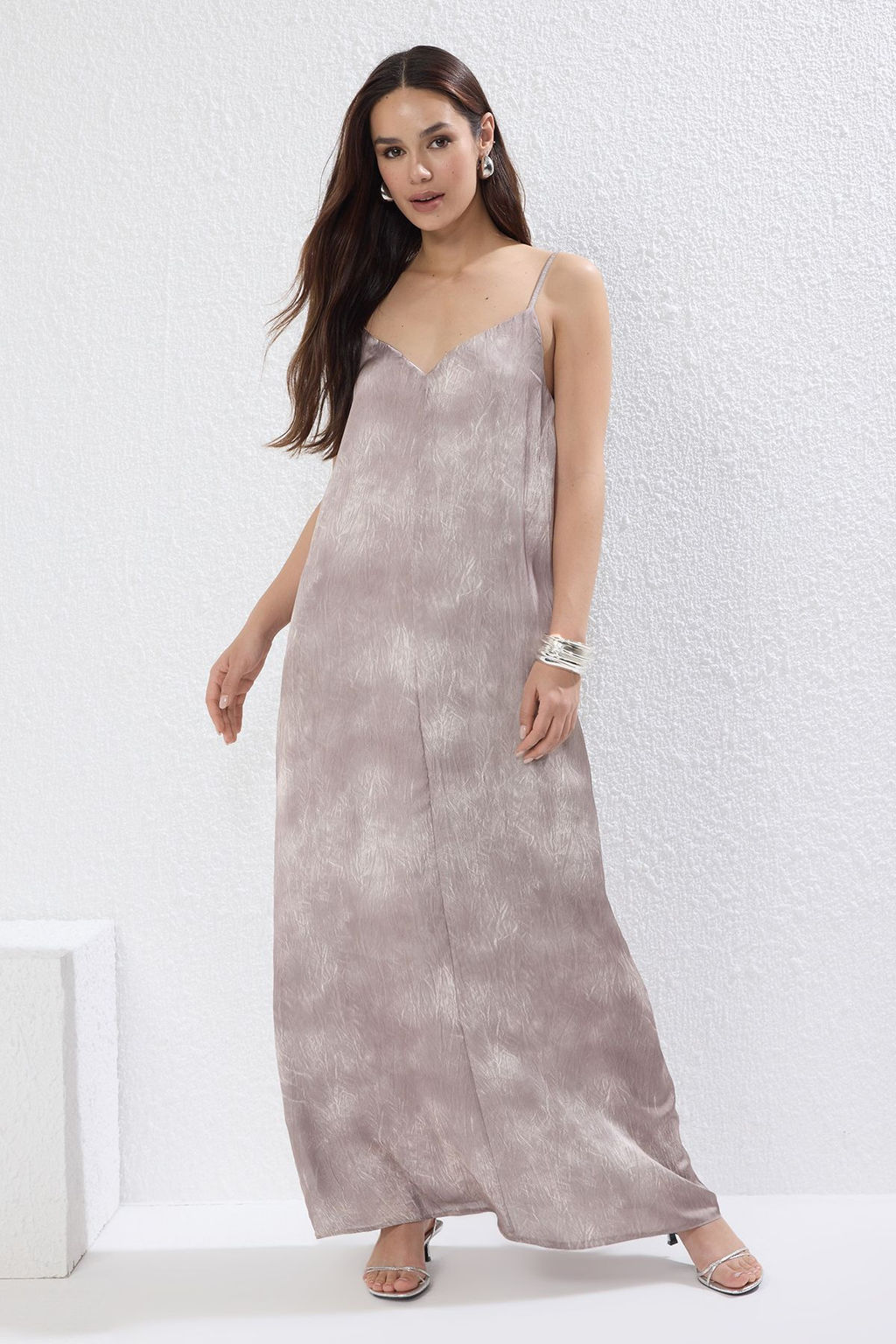 TRENDYOLMILLA Vizon Soyut Maxi Dokuma Elbise TWOSS25EL00745 фото 2