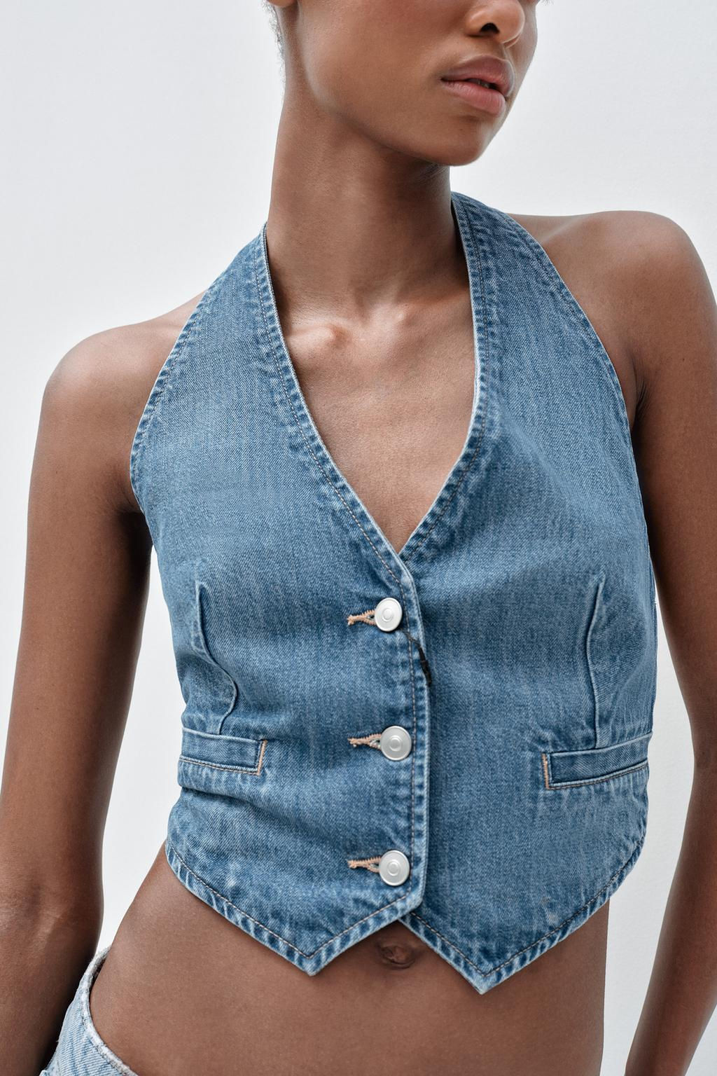TIE DENIM TOP - Zara фото 2