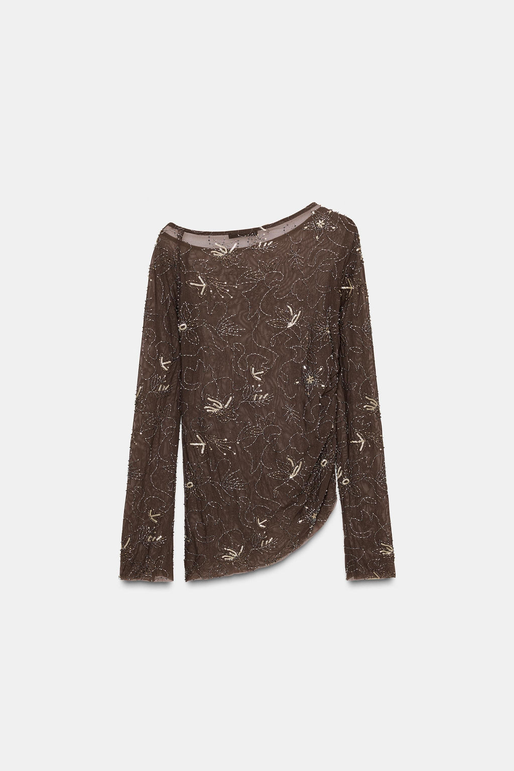 DRAPED TULLE TOP WITH BEADED EMBROIDERY - Zara фото 6