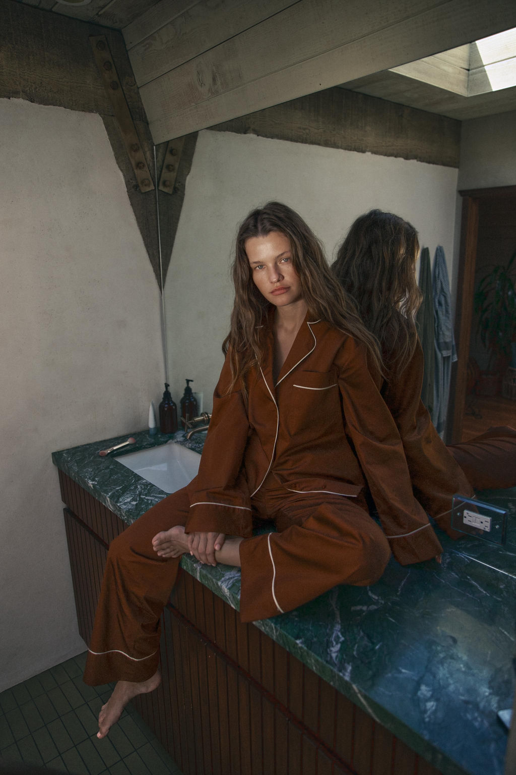 CONTRAST POPLIN PYJAMA SHIRT