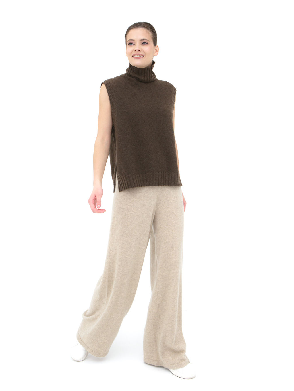 Джемпер из пуха яка 06093 коричневый