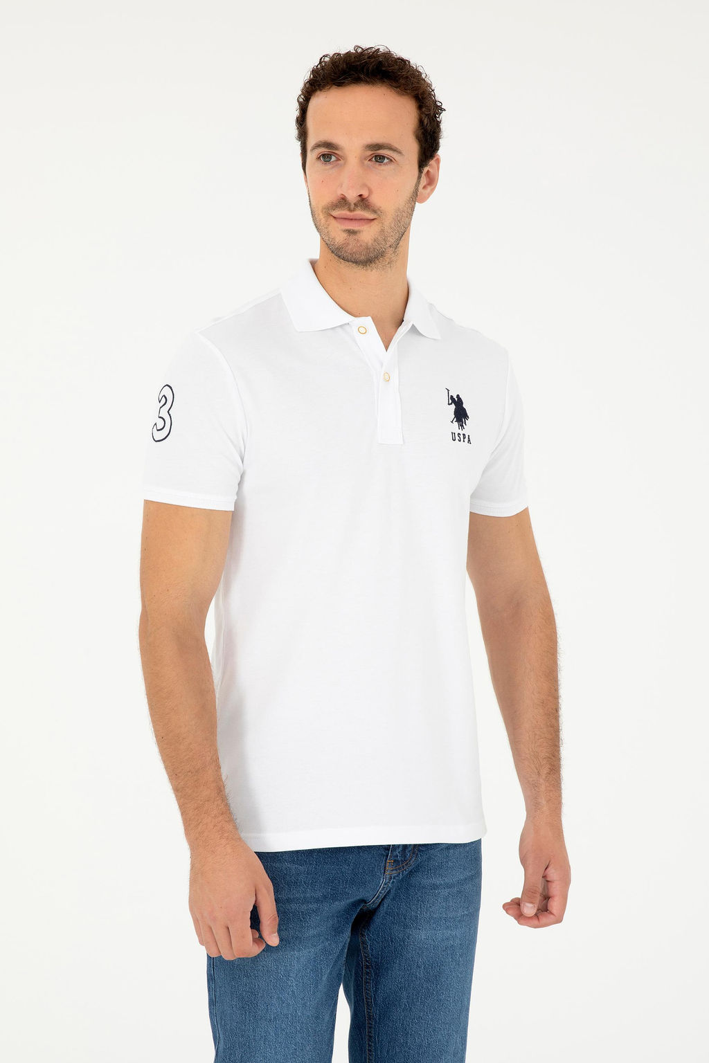 Футболка мужская U.S. Polo Assn базовая белая из хлопка с эластаном  фото 8