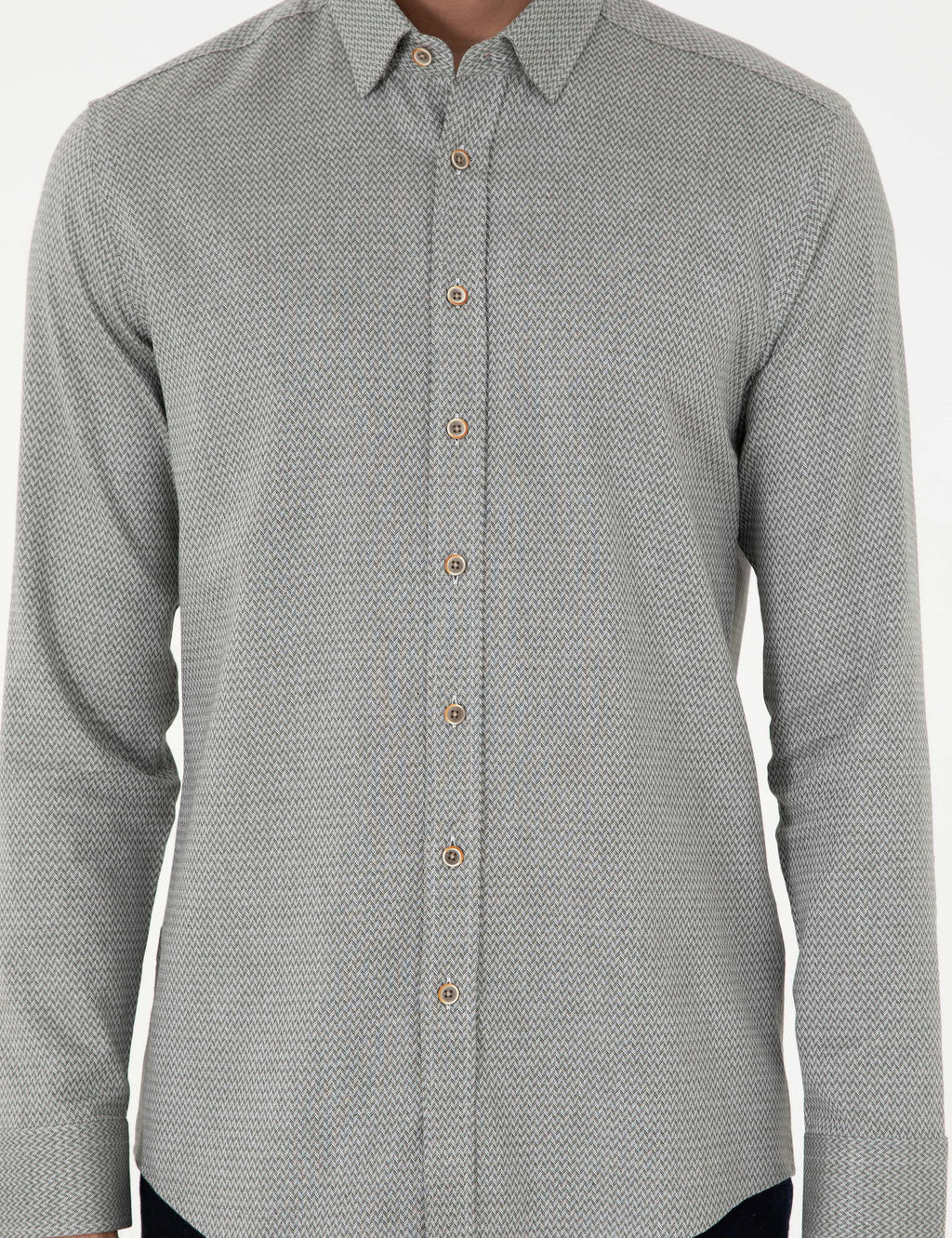 A__k Haki Slim Fit Uzun Kollu G_mlek