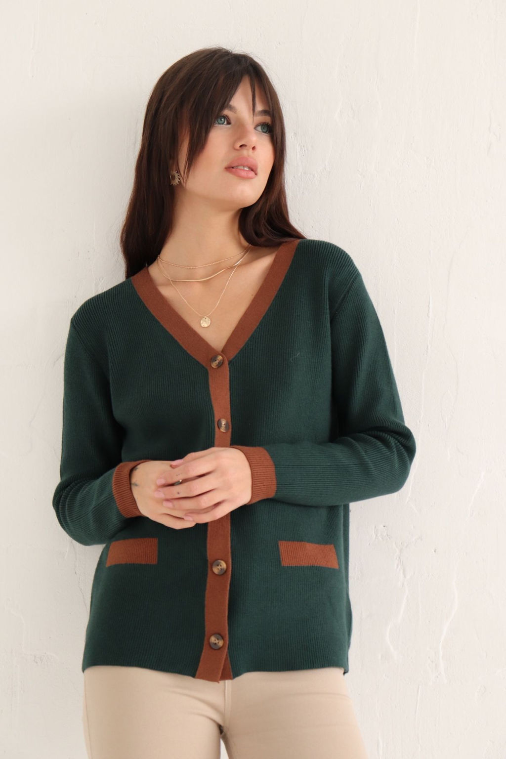 Martichelli Кардиган Emerald с коричневой отделкой  фото 13
