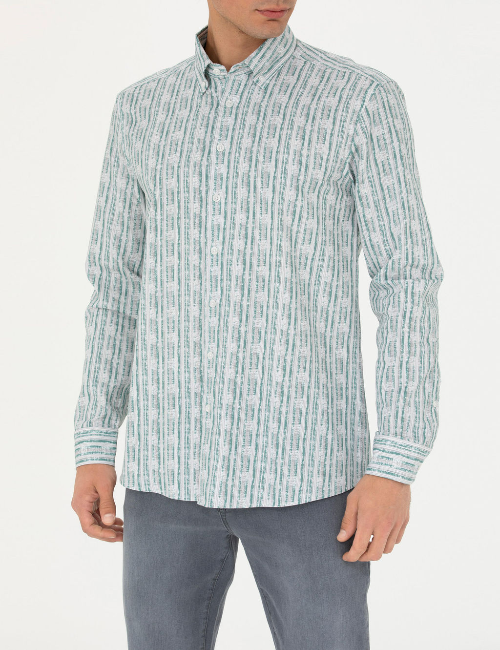 Рубашка Pierre Cardin Regular Fit мятная с длинным рукавом