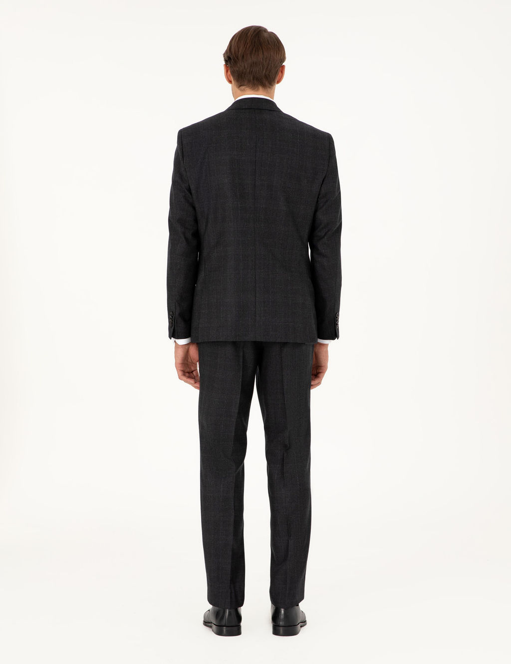 Antrasit Slim Fit Y_n Tak_m Elbise