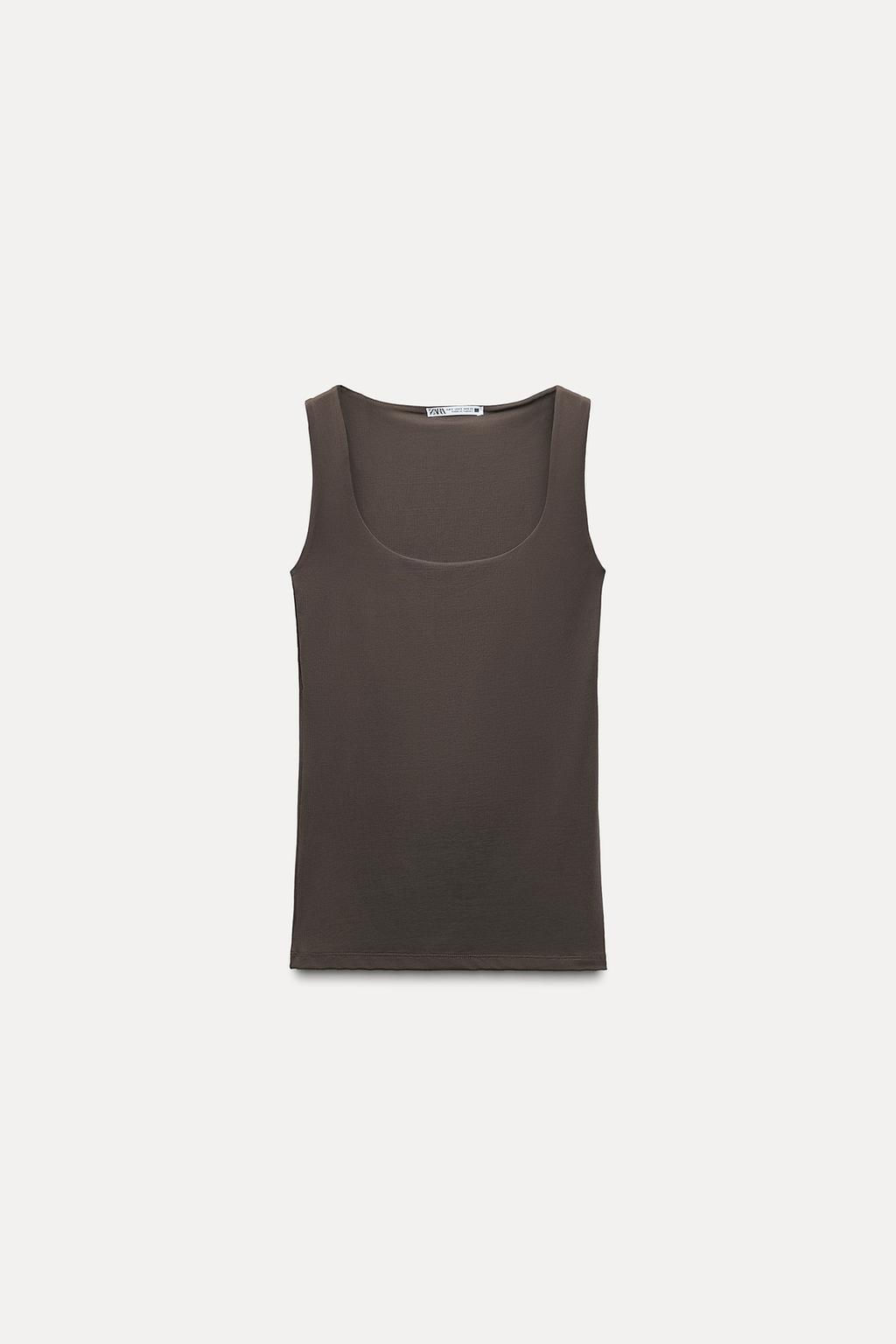 WIDE STRAP POLYAMIDE VEST TOP - Zara фото 33