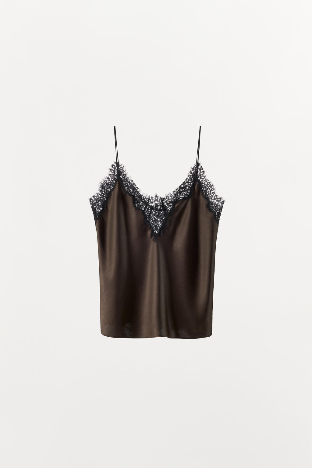 SATIN TOP WITH CONTRAST LACE