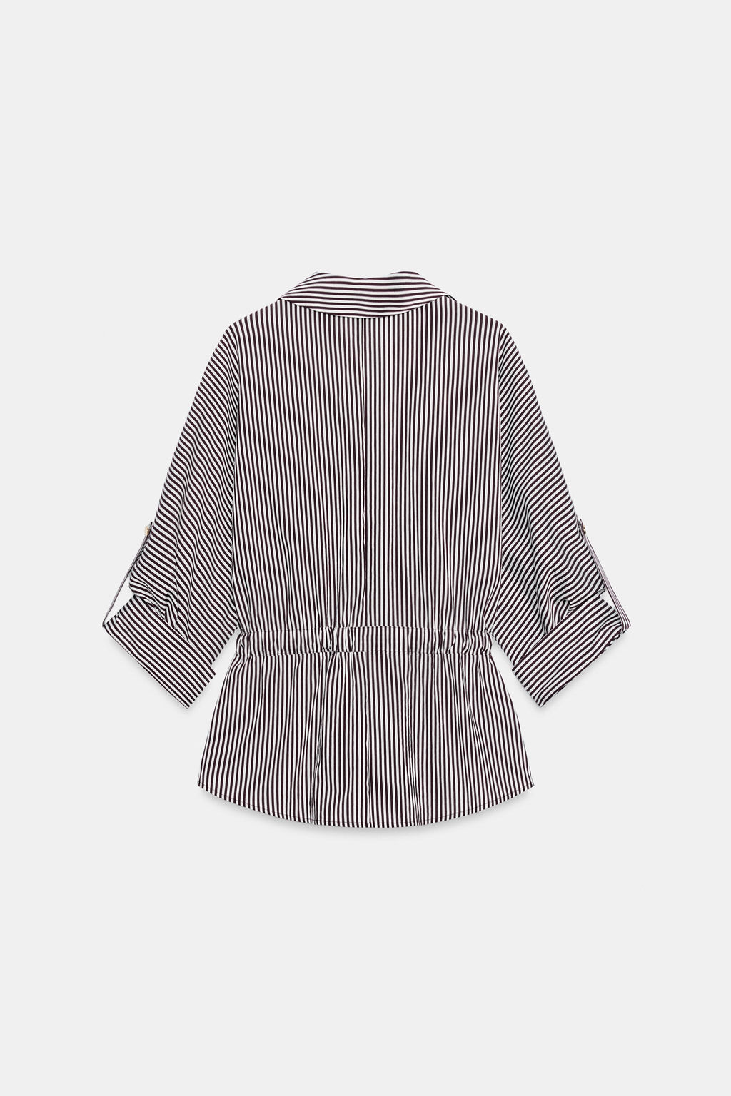 CAMISA SAFARI RAYAS / marron/blanco