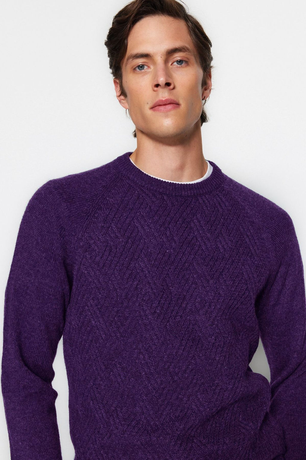 TRENDYOL MAN Gri Unisex Fit Yunlu Bisiklet Yaka Reglan Kol Dokulu Yun Kar?s?ml? Triko Kazak TMNAW22KZ0290 - Trendyolmilla фото 20