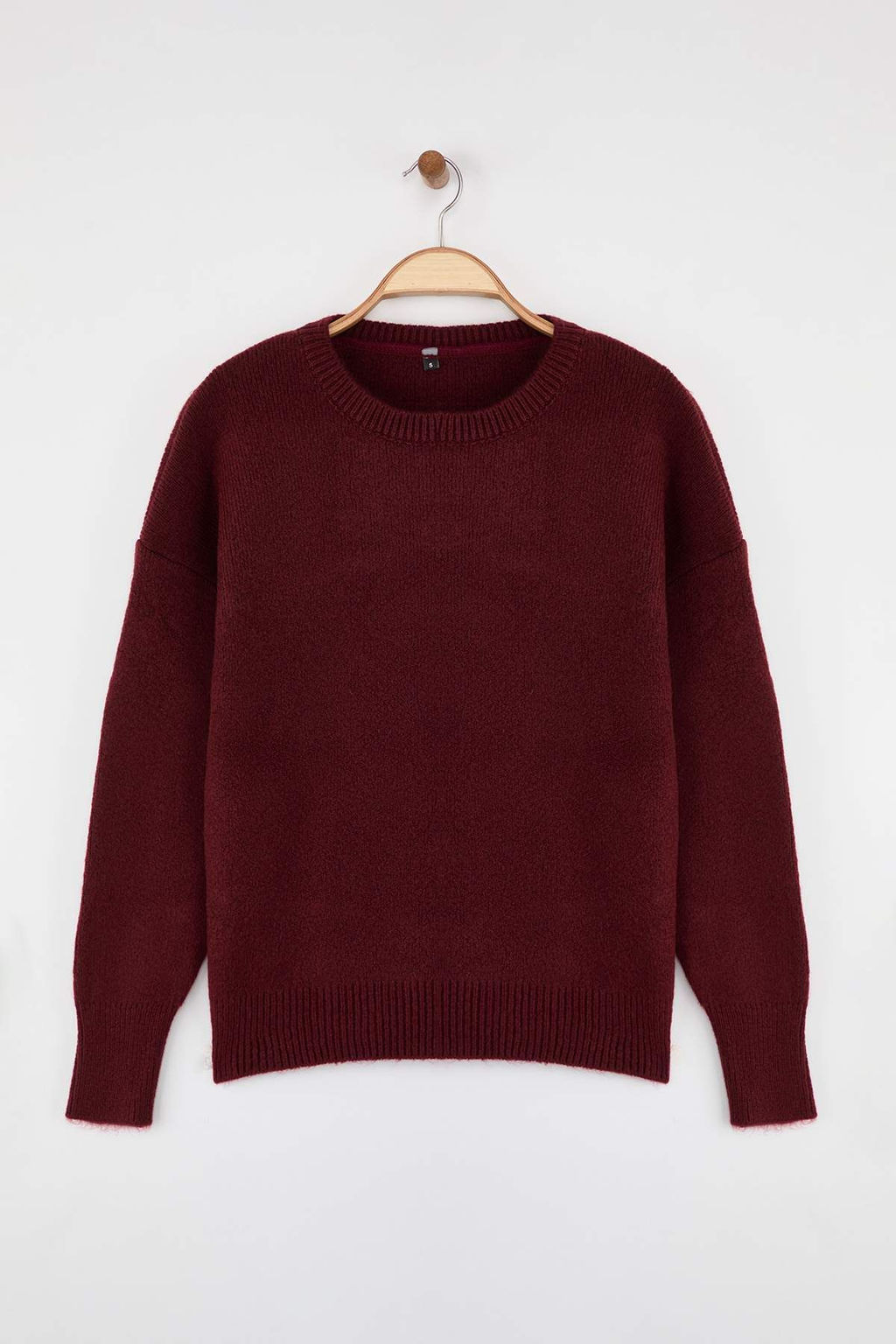 Wardrobe Essentials Bordo Yunlu Premium Iplik Basic Genis Kal?p Triko Kazak | TWOAW26KZ00065