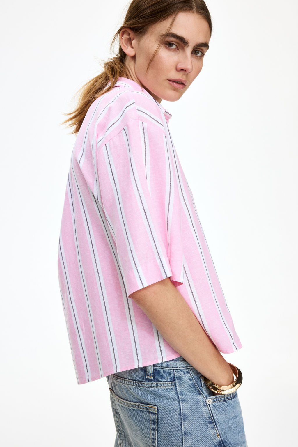 Camisa oversize en mezcla de lino - H&m фото 10