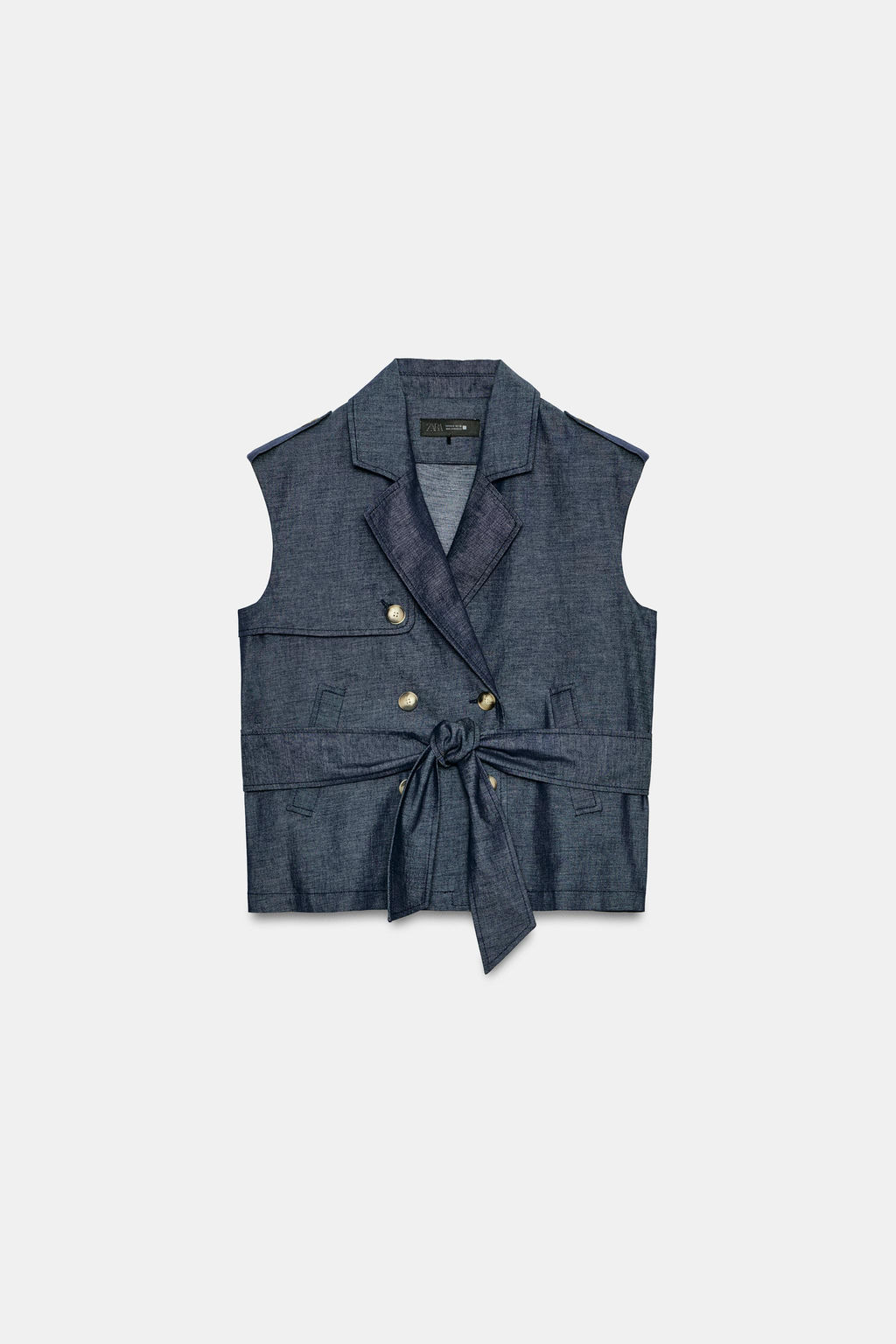 CHALECO CINTUR?N CON LINO / ?ndigo