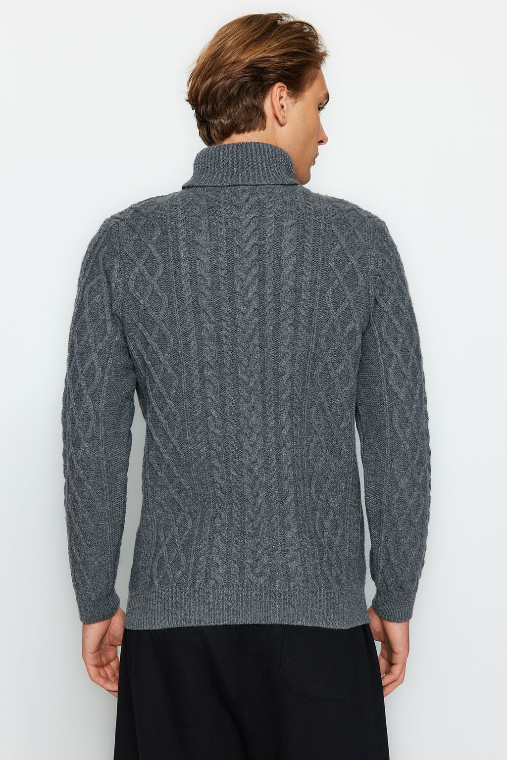 TRENDYOL MAN Vizon Slim Fit Yunlu Bal?kc? Yaka Sac Orgu Triko Kazak TMNAW22KZ0302 - Trendyolmilla фото 36