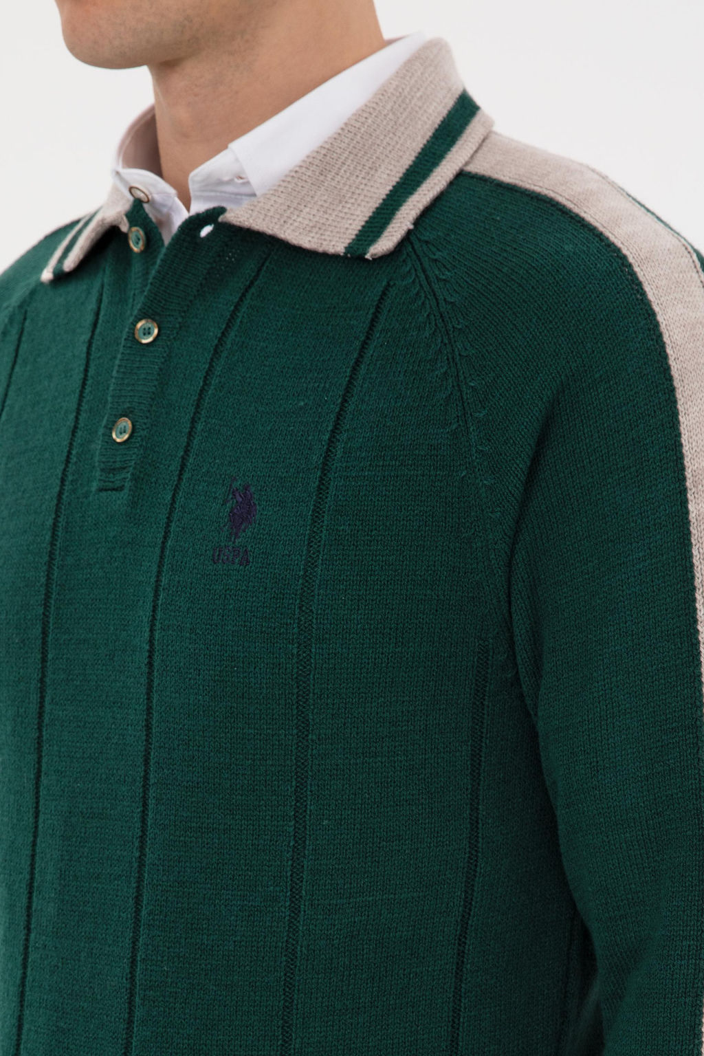 Erkek Regular Fit Polo Yaka Koyu Ye_il Kazak - U.s. polo assn фото 7
