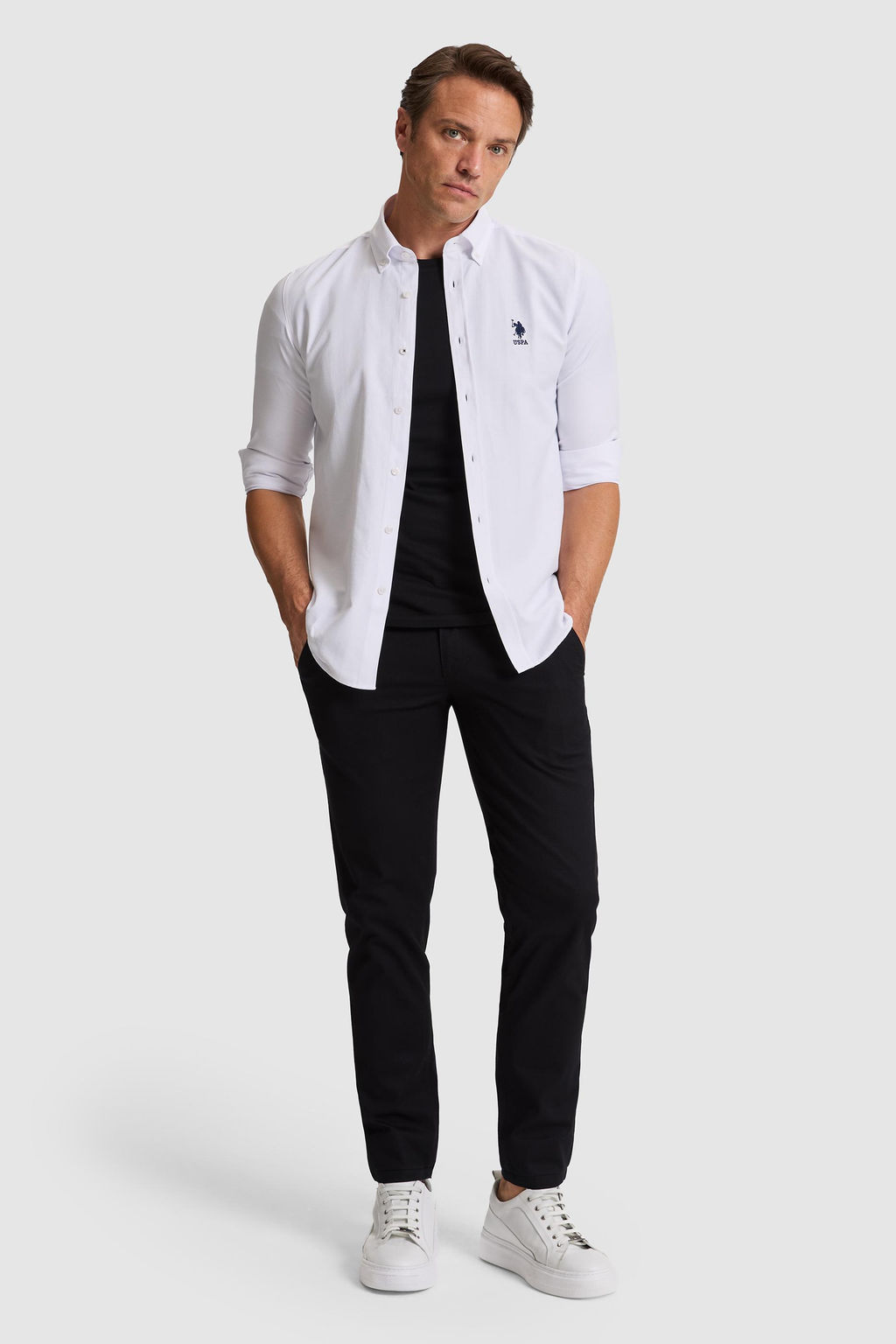 Erkek Beyaz Uzun Kollu Basic G_mlek