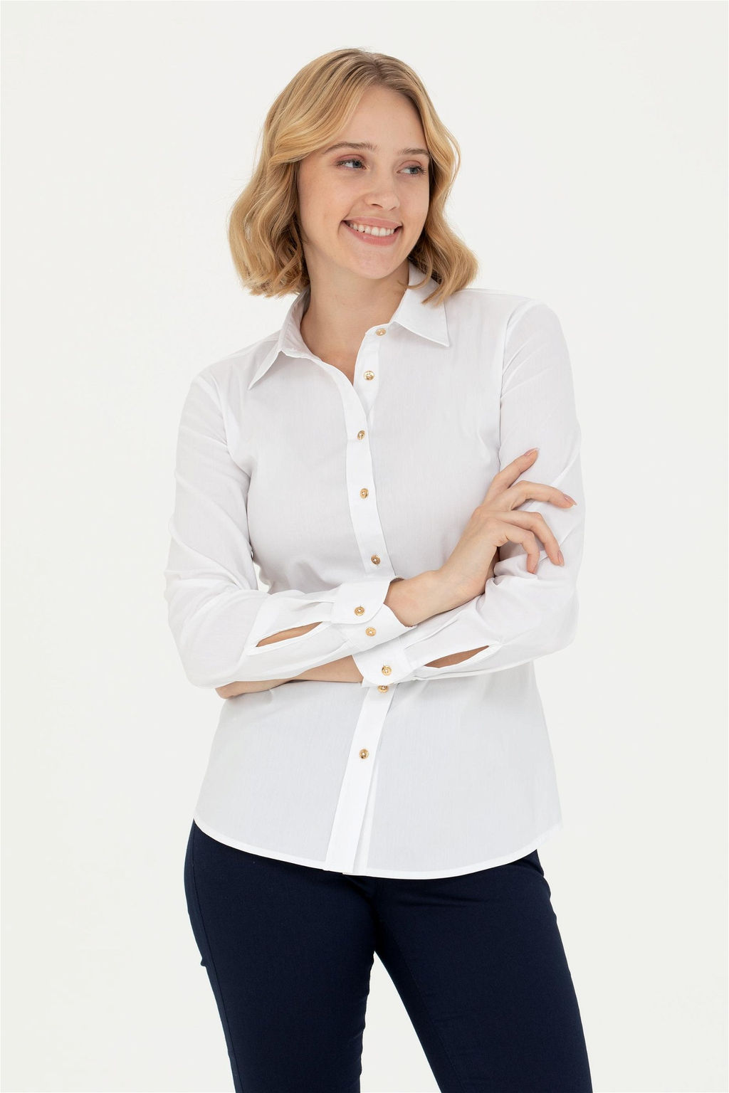 Женская белая базовая рубашка с длинным рукавом - U.s. polo assn фото 8