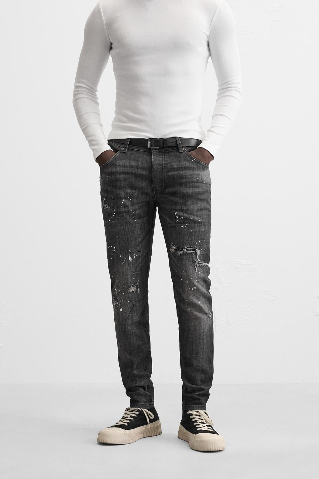 RIPPED SKINNY JEANS WITH PAINT SPLATTER - Zara фото 12