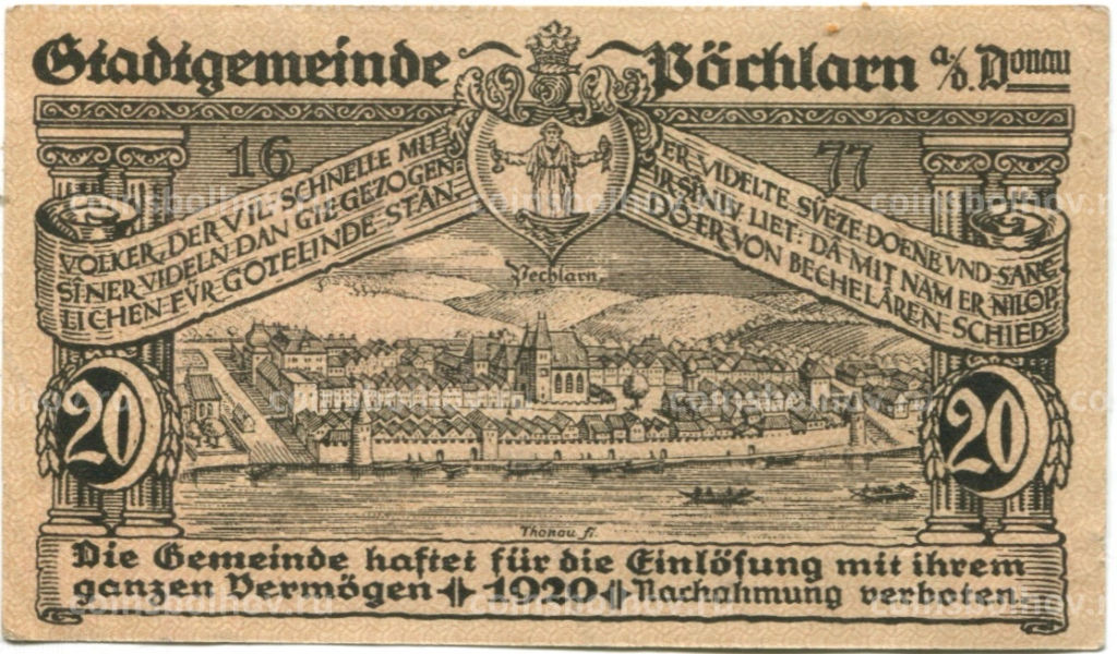 20 геллеров 1920 года Австрия Пёхларн (нотгельд)