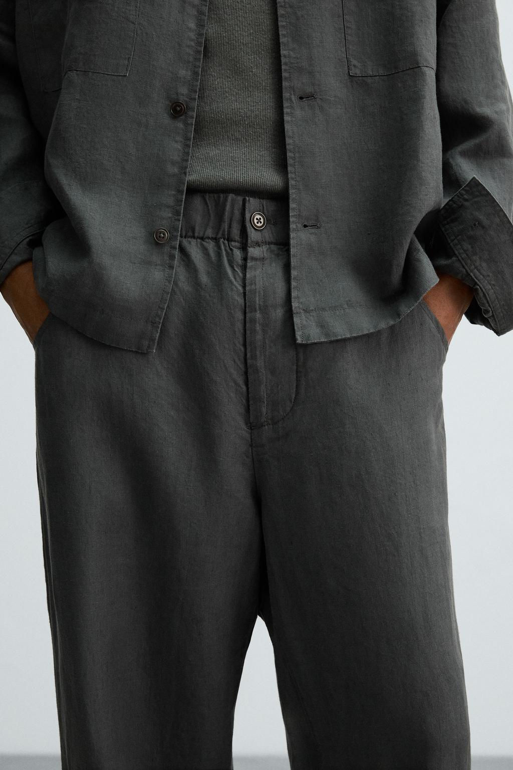 100% HEMP RELAXED FIT TROUSERS - Zara фото 12