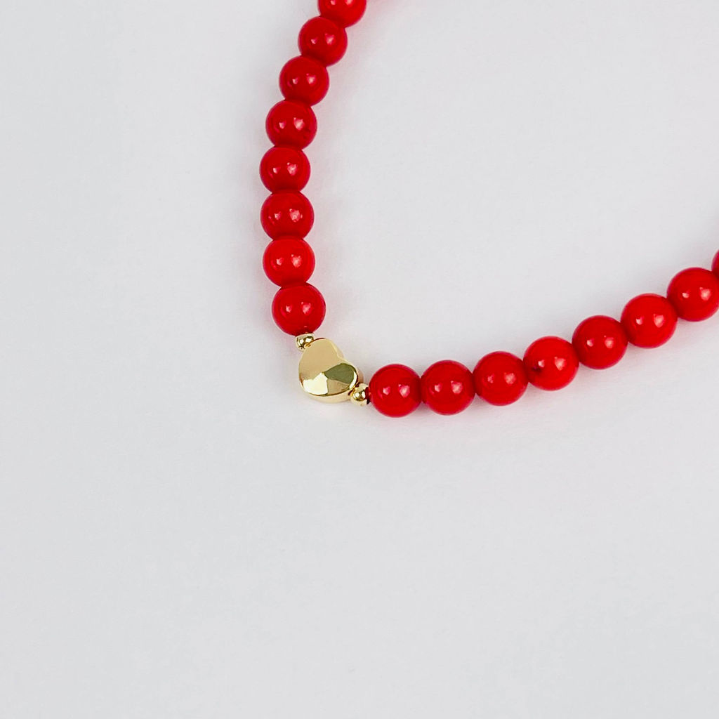Браслет детский из Коралла во вставкой сердце 17 см