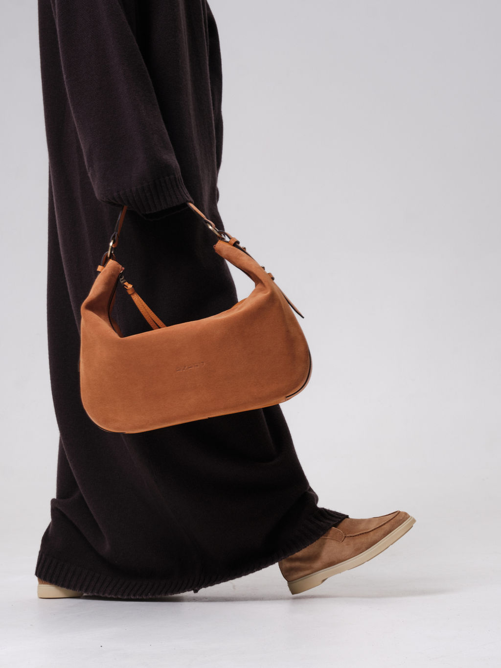 Сумка замшевая багет Azaro 30861 оранжевый карандаш