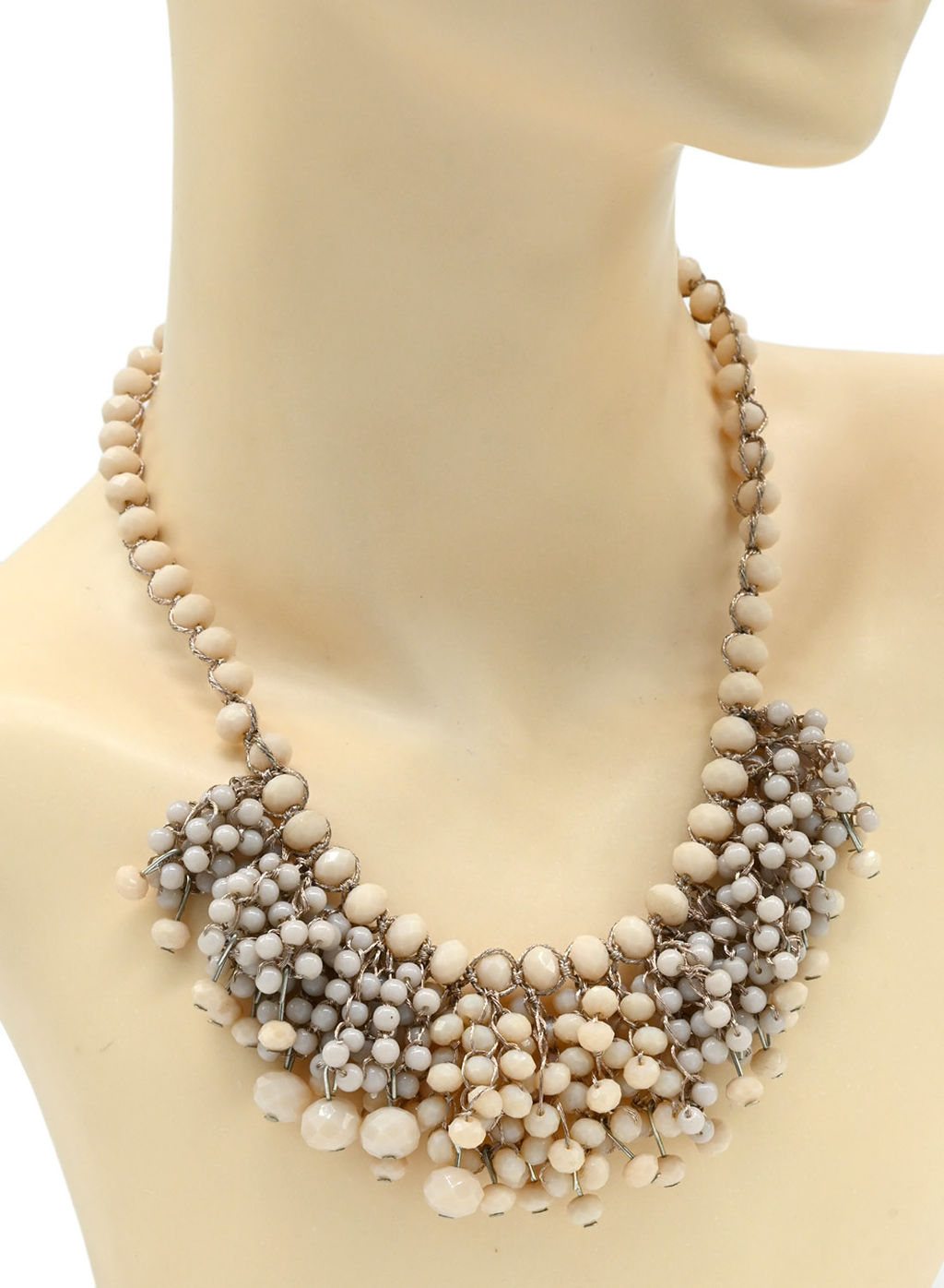 Колье из циркона шарики цвет мокко, 47см