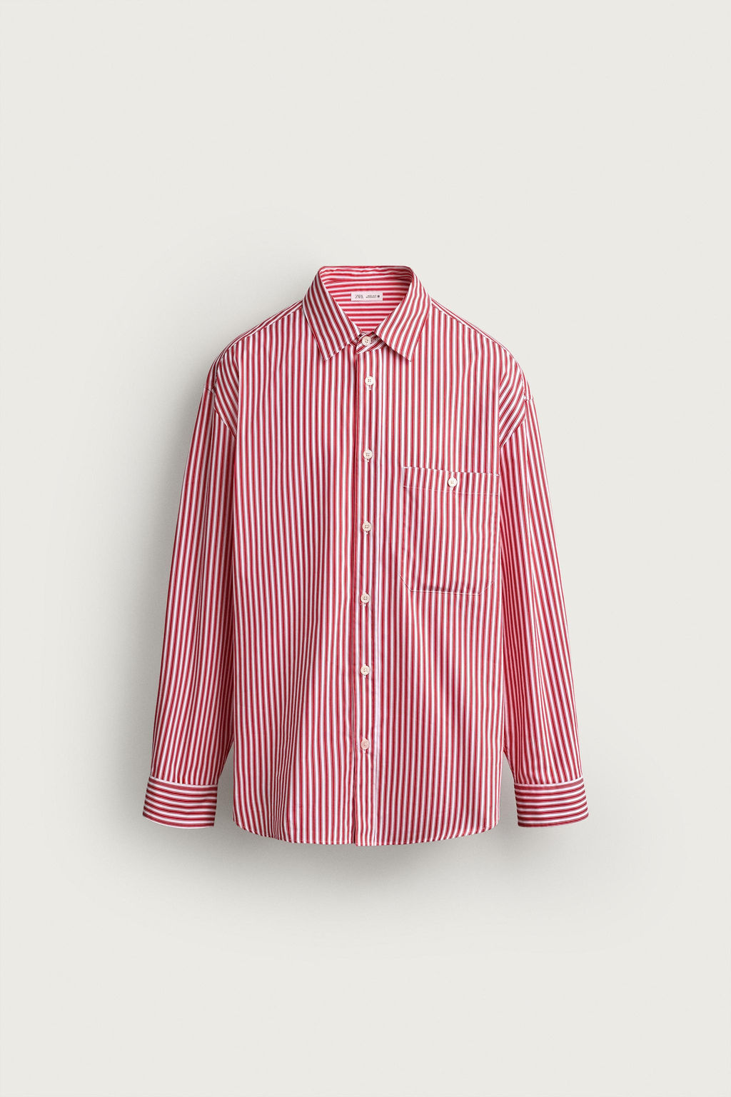 CAMISA BOXY FIT RAYAS / Blanco / Rojo - Zara фото 7