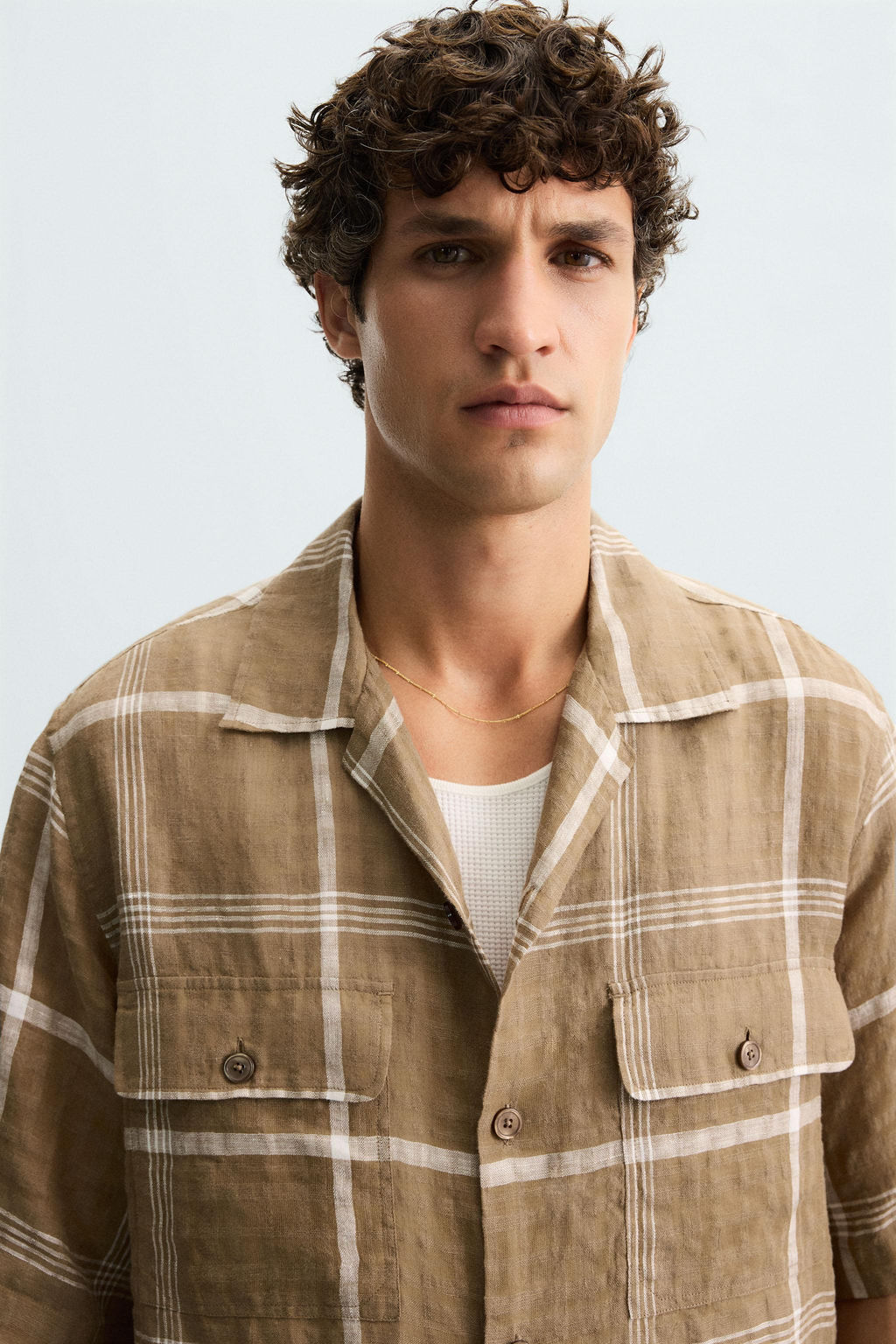 CHECKED LINEN/COTTON SHIRT - Zara фото 13