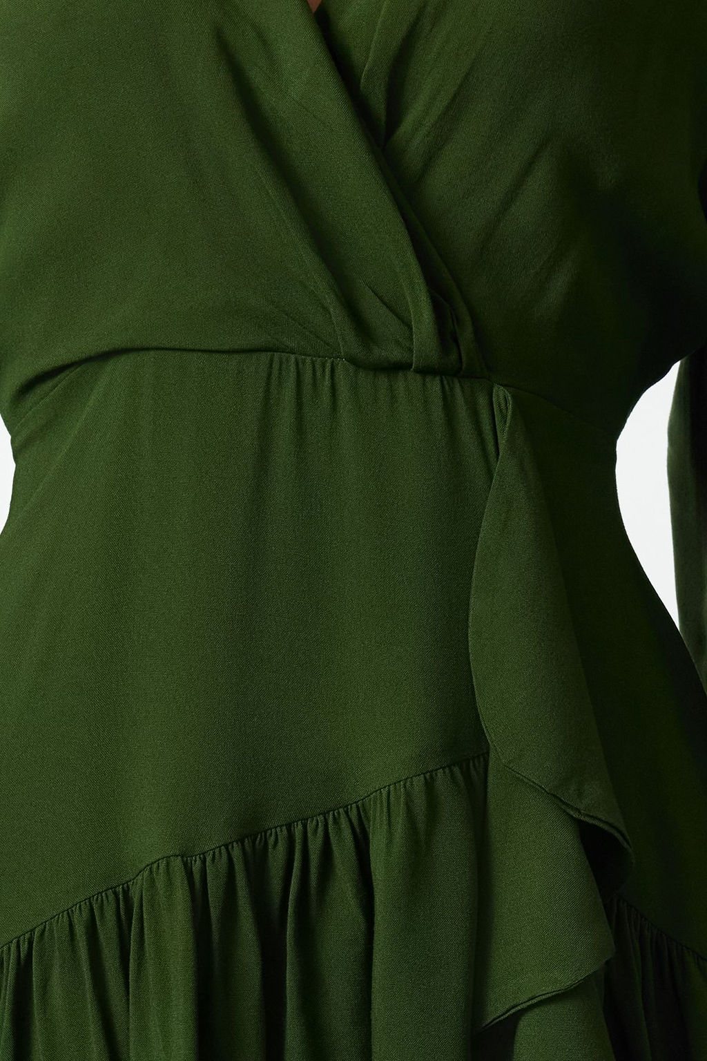 Trendyolmilla Koyu Yesil Duz Dokuma Elbise TWOAW24EL00550 фото 4