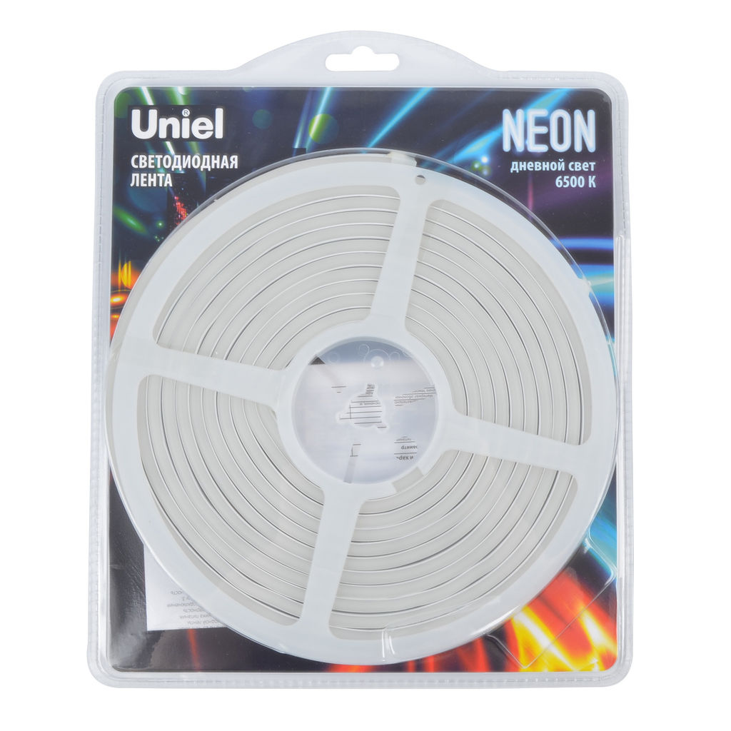 ULS-N01-2835-120LED/m-6mm-IP67-DC12V-9W/m-5M-6500K Светодиодная гибкая герметичная лента. NEON. Катушка 5м. в блистере. Дневной белый свет (6500K). ТМ Uniel