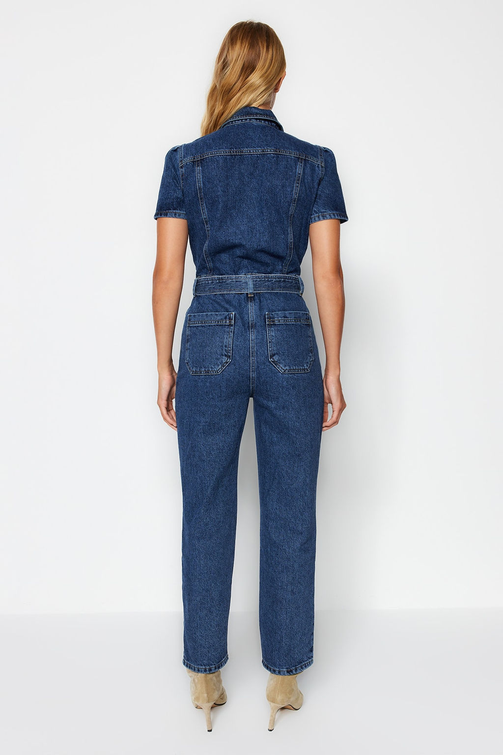 Trendyolmilla Mavi Kemerli Denim Tulum TWOSS20TU0156  фото 6
