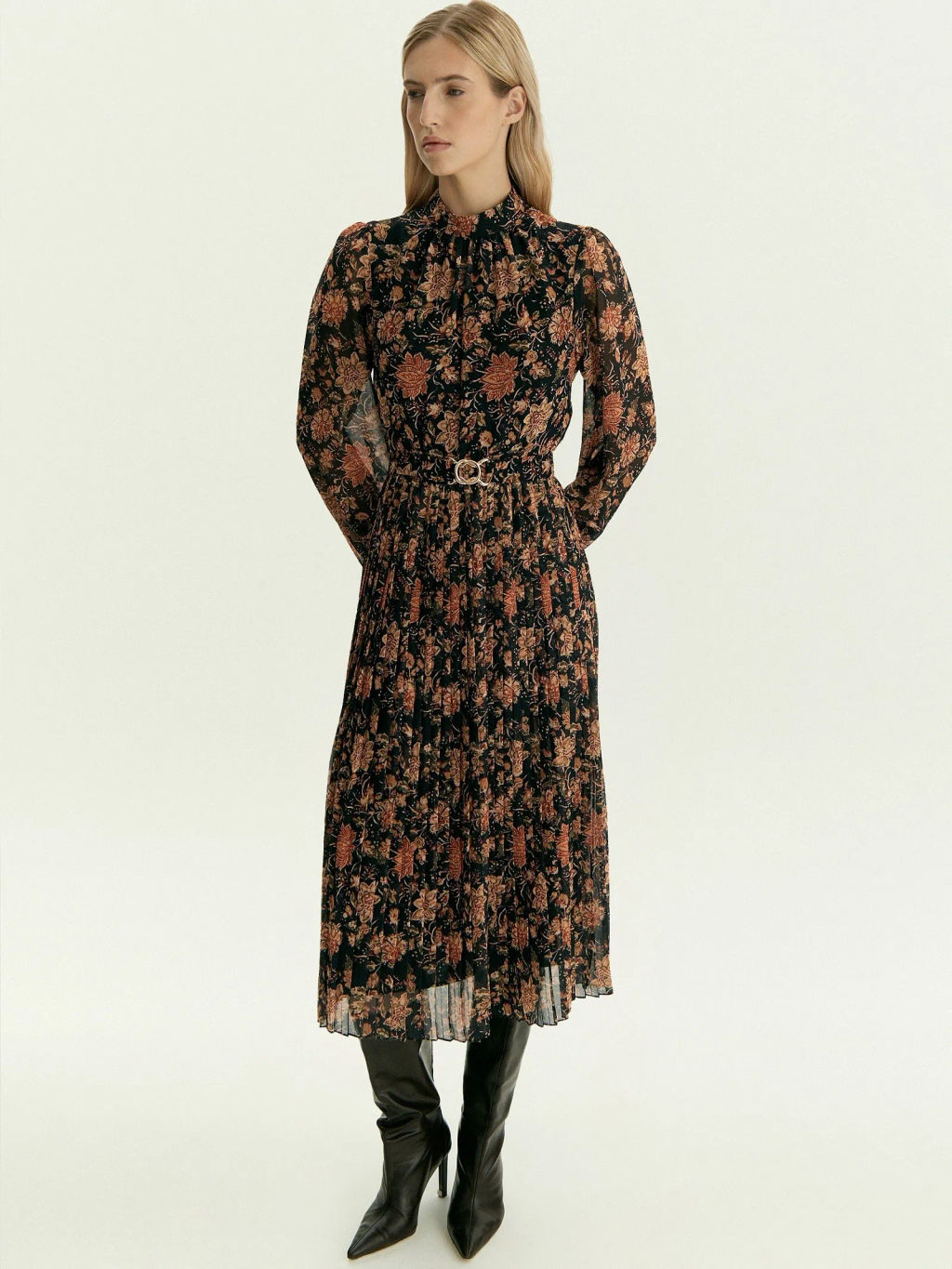 Платье макси из шифона с цветочным принтом, PL1754/esta - Emka фото 2