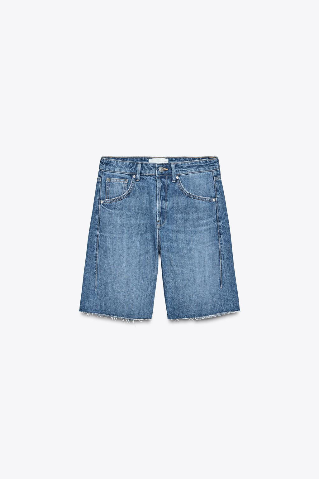 TRF MID-WAIST BELT LOOP DENIM BERMUDA SHORTS - Zara фото 14