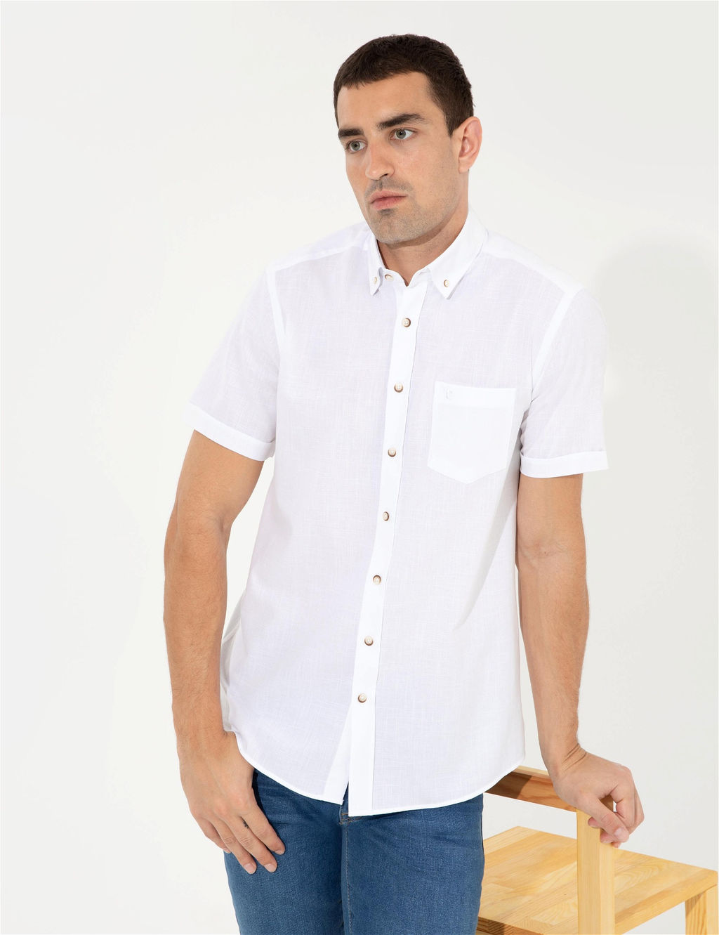 Beyaz Regular Fit K_sa Kollu G_mlek - Pierre cardin фото 4