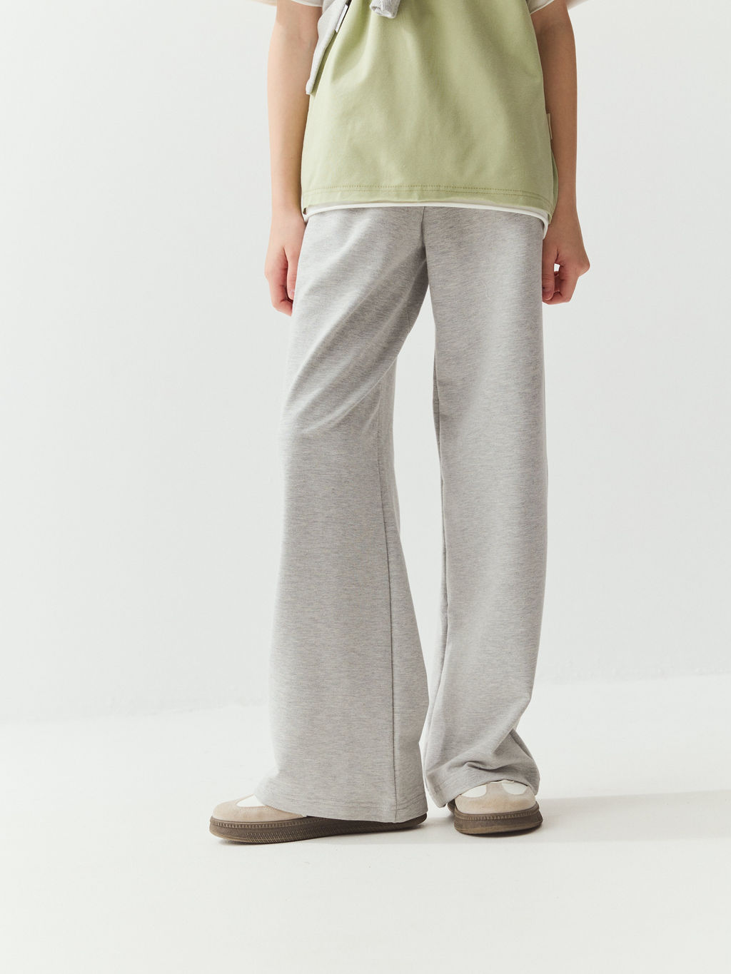 Брюки палаццо облегченные Серый меланж 7+ - Bungly фото 5