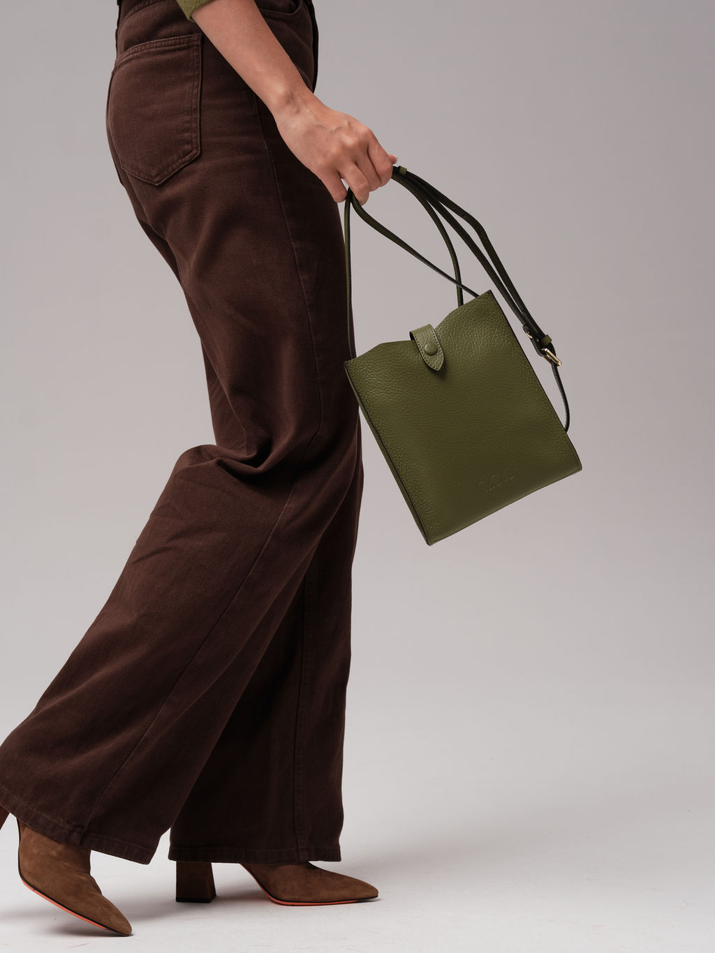 Кожаная сумка кросс-боди Leya DBR 30919 зеленая водоросль  фото 8