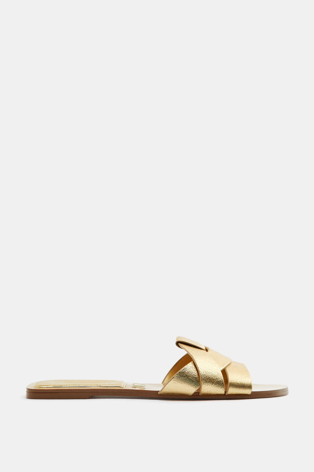 SANDALIA PLANA PIEL CRUZADA / Oro - Zara фото 2
