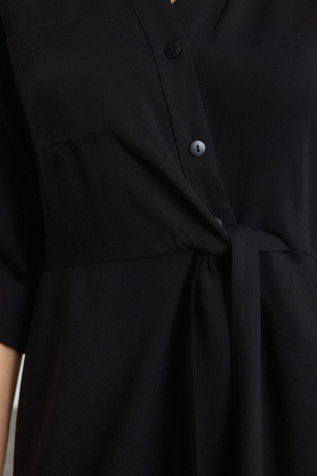 Siyah More Sustainable Midi Dokuma Gomlek Elbise TWOAW25EL00576