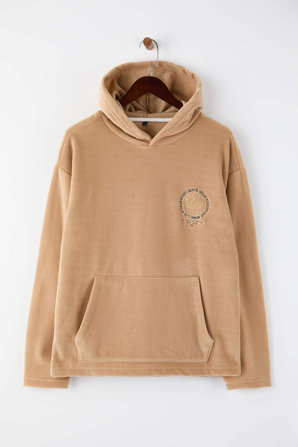 Bej Oversize/Genis Kesim Polar Kal?n Nak?sl? Sweatshirt TMNAW26SW00029